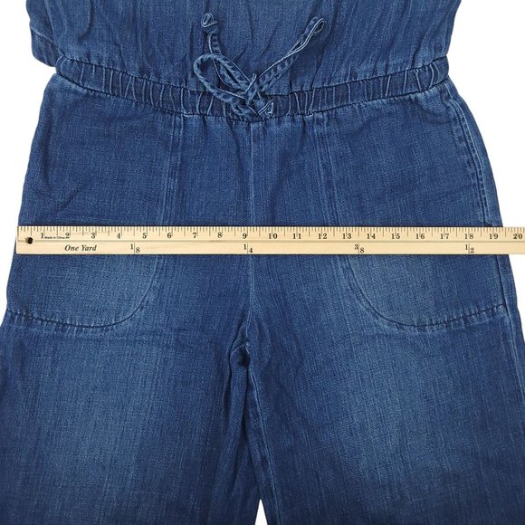 Cloth and Stone Blue Chambray Halter Mock Neck Denim Jumpsuit Womens S Wide Leg - Picture 7 of 16